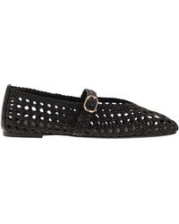 Stuart Weitzman - Woven Nappa Leather Flats With Strap - Lyst