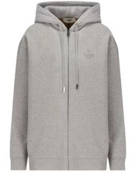 Fendi - Logo Embroidered Zip-Up Drawstring Hoodie - Lyst