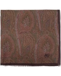 Etro - Paisley Printed Frayed-Edge Scarf - Lyst