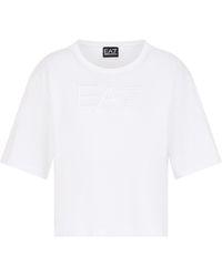 EA7 - Logo-Embroidered Cotton T-Shirt - Lyst