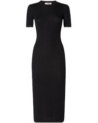 Fendi - Ff Motif Short Sleeved Fotted Midi Dress - Lyst