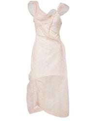 Victoria Beckham - Asymmetric Ruched Organza Midi Dress - Lyst