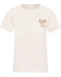 Moncler - Embroidered Bow Cotton T-Shirt - Lyst