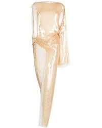 Rick Owens - Asymmetric Sequinned Chiffon Maxi Dress - Lyst