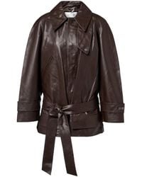 Victoria Beckham - Lapel Long-Sleeved Leather Jacket - Lyst