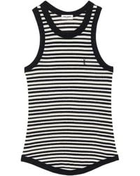 Saint Laurent - Logo Striped Cotton-Blend Tank - Lyst