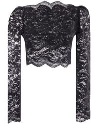 Rabanne - Long Sleeved Cropped Laced Top - Lyst