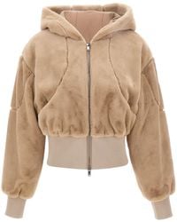Moose Knuckles - Logo Patch Faux Fur Jacket - Lyst