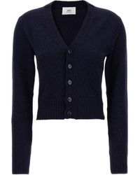 Ami Paris - Button-Up Knitted Cardigan - Lyst