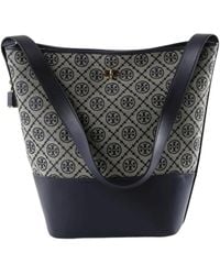 Tory Burch - T Monogram Leather-Trim Bucket Bag - Lyst