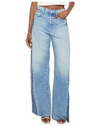 Mother - Two-Tone Wide-Leg Jeans - Lyst