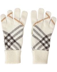 Burberry - Wool Check Knitted Gloves - Lyst