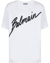 Balmain - Letter" Logo T-Shirt - Lyst