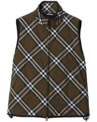 Burberry - Checked Zip-Up Padded Gilet - Lyst