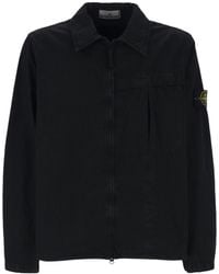 Stone Island - Zip-Up Long-Sleeved Shirt - Lyst