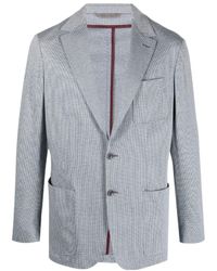 Canali - Check-Pattern Single-Breasted Blazer - Lyst
