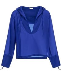 Ferragamo - Ferragamo Semi Sheer Hooded Organza Blouse - Lyst
