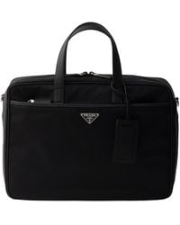 Prada - Re-Nylon And Saffiano Leather Work Bag - Lyst