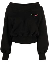 Palm Angels - Logo-Print Off-Shoulder Sweatshirt - Lyst