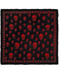 McQueen - Pleated Skull-Print Scarf - Lyst