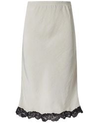 Maria McManus - Lace-Trimmed Satin Midi Skirt - Lyst