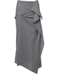 Victoria Beckham - Asymmetric Draped Wool Midi Skirt - Lyst