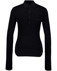 Balenciaga - Long-Sleeved Knit Polo Top - Lyst