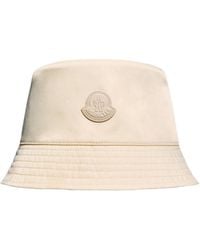 Moncler - Leather Logo Gabardine Bucket Hat - Lyst