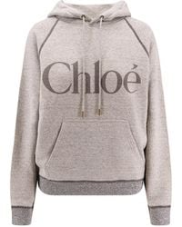 Chloé - Chloé Logo Printed Drawstring Hoodie - Lyst