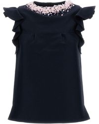 ShuShu/Tong - Bead-Embellished Ruffled-Sleeves Blouse - Lyst