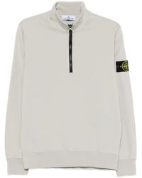 Stone Island - Logo Patch Quarter-Zip Sweatshirt - Lyst
