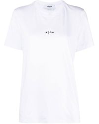MSGM - Logo-Print Cotton T-Shirt - Lyst