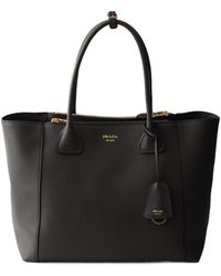 Prada - Large Leather Tote Bag - Lyst