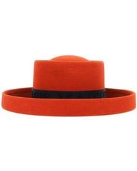 Maison Michel - Embroidered Logo Ribbon Band Hat - Lyst