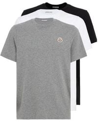 Moncler - 3 Pack Logo Patch Cotton T-Shirt - Lyst