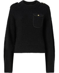 Pinko - Ribbed-Knit Epaulette Sweater - Lyst
