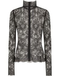 Dolce & Gabbana - Lace High-Neck Blouse - Lyst