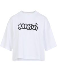 Marni - Logo Printed Crew Neck T-Shirt - Lyst