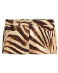7 For All Mankind - Short Zebra-Print Skirt - Lyst
