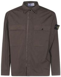 Stone Island - Logo Patch Long Sleeved Overshirt - Lyst