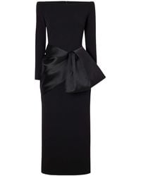 Solace London - Satin And Crepe Midi Dress - Lyst