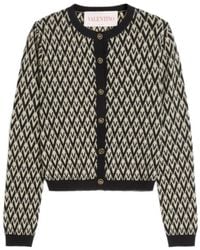 Valentino - Toute La V-Jacquard Button-Up Cardigan - Lyst