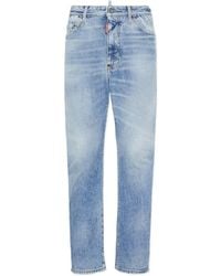 DSquared² - Straight Leg Logo Patch Jeans - Lyst