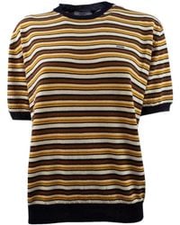 Prada - Crew Neck Striped Knit Top Short Sleeves - Lyst