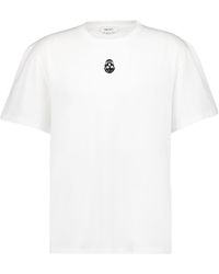 McQueen - Flocked-Skull Crewneck T-Shirt - Lyst
