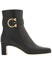 Ferragamo - Gancini Ornament Mid Heel Ankle Boot - Lyst