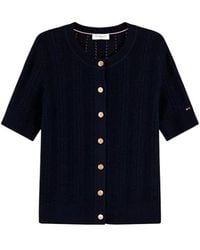 Tommy Hilfiger - Pointelle-Tone Button Short Sleeve Cardigan - Lyst