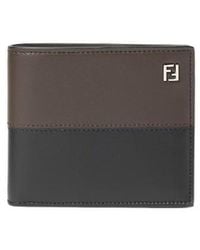 Fendi - Two-Tone And Ebony Leather Bi-Fold Wallet - Lyst