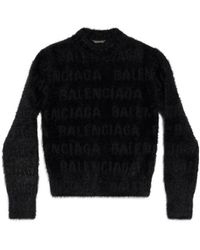 Balenciaga - Logo-Knit Fuzzy Jumper - Lyst