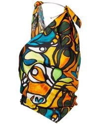 Christopher Esber - Printed Draped Silk Top - Lyst